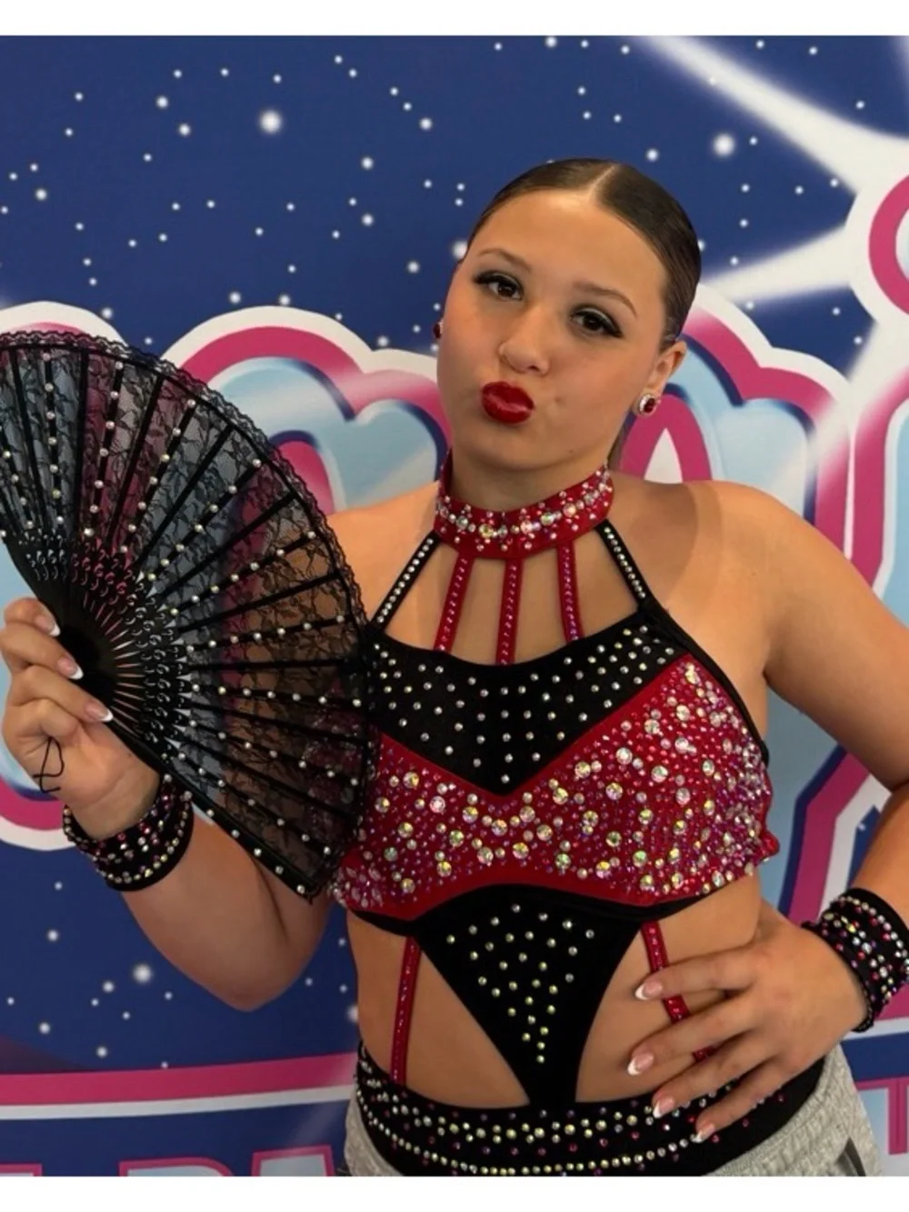 Glamour Red and Black Dance Costume